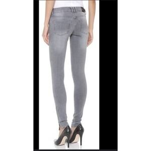 Anine Bing Double Zip Skinny Gray Distressed Jeans Size: 24
